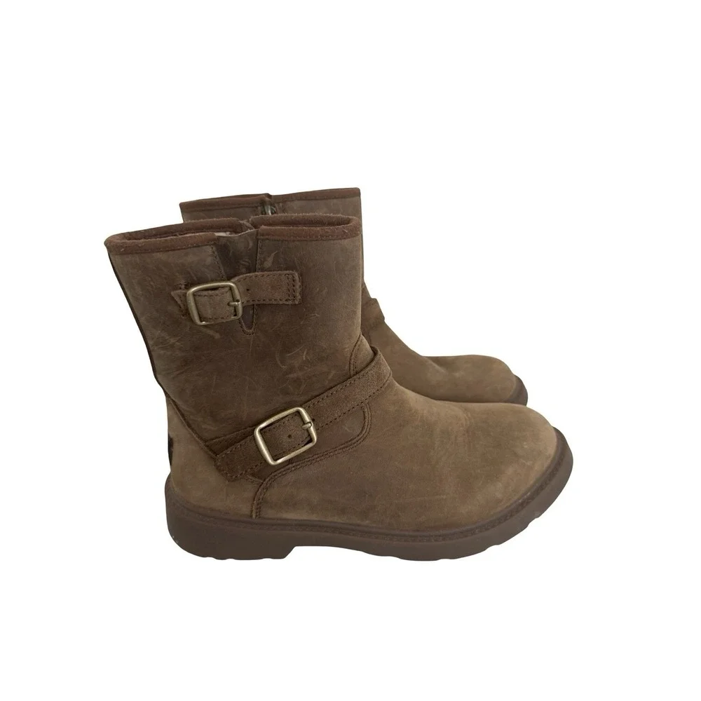 UGG  Kinzey Weather  Brown Leather  Winter Boots  Little Kids  Size Us 3  Eu 35